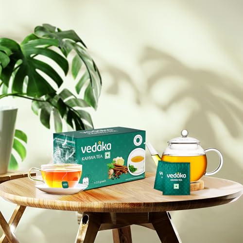 Image of Vedaka Detox Khawa Tea 36 Teabags | Contains Salt, Ginger, Tulsi, Cinnamon, Black Pepper, Cloves, Nutmeg, Asafoetida & Cardamom Seed | 2.5G Each, 90G