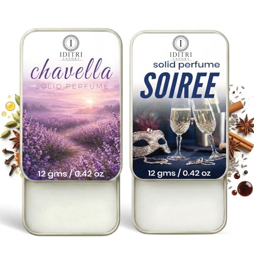 Image of Solid Perfume |Soiree&Chavella Alcohol Free Wax Perfume Balm, Long Lasting | Pocket Tin 12g, Pack Of 2| Non Greasy Smooth Glide, Travel Friendly Men And Women