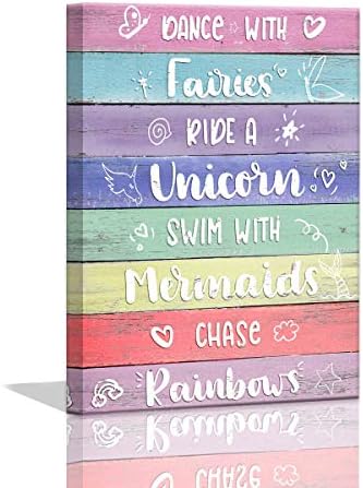 Unicorn Room Decor for Girls Bedroom Decor for Teen Girls Mermaid Unicorn Wall Decor Pictures for Bedroom Posters for Teen Girls Room Kids Bedroom Decor Rainbow Decorations Framed Canvas Wall Art