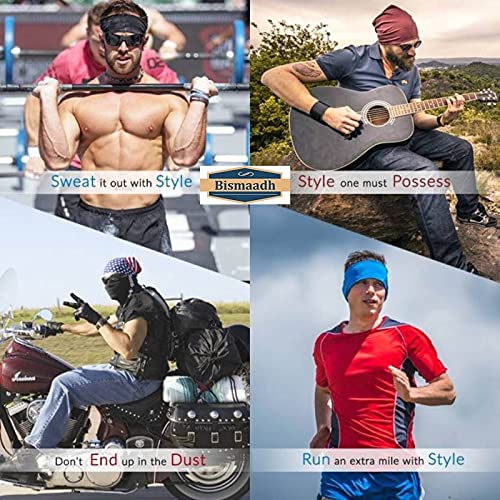 BISMAADH Unisex Seamless Stretchy Bandanas Multi-Purpose Balaclava Headband Scarf for Outdoor, Sports, Dust Protection Black 3