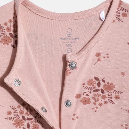 Image of Mothercare Baby Romper Sleepsuit Autumn Print Full Sleeve Pink