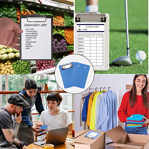 AZWOOD Mini Clipboard, 10 x 15 cm Plastic Writing Plate, Small Clipboards with Pen Holder for Notepads Receipts - Image 3
