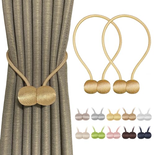 カーテン タッセル カーテン留め マグネット ふさかけ 2個セット チェリータッセル OSHAMY (ゴールド)