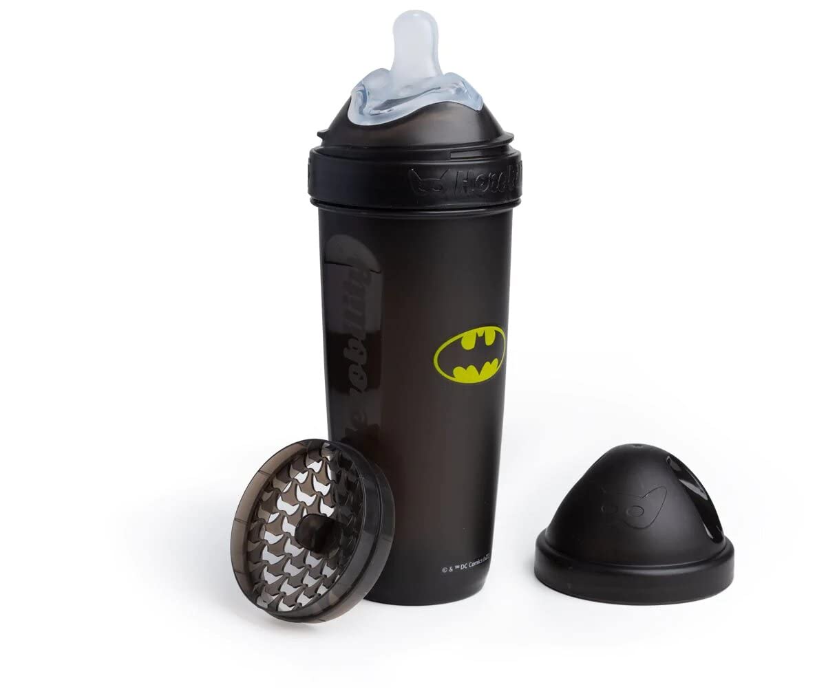 Herobility DC Batman Double Anti-Colic Baby Bottle | Award-Winning Hero Baby Bottles | Soft Breast- Like Teat, Easy Mixing Lid & Net | 340ml/12 fl oz