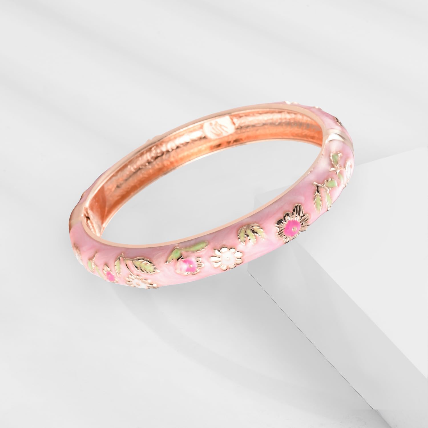 UJOY Gorgeous Bracelets Enameled Floral Cloisonne Gift Plated Cuff Bangles Jewelry Sets Box for Women 55A18