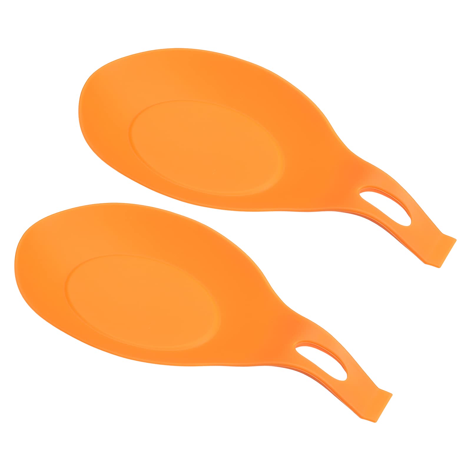 uxcell Silicone Spoon Rest, 7.68" x 3.74" Heat Resistant Kitchen Utensil Holder Spatula Ladle Rest for Counter Stove Top, Orange 2Pcs