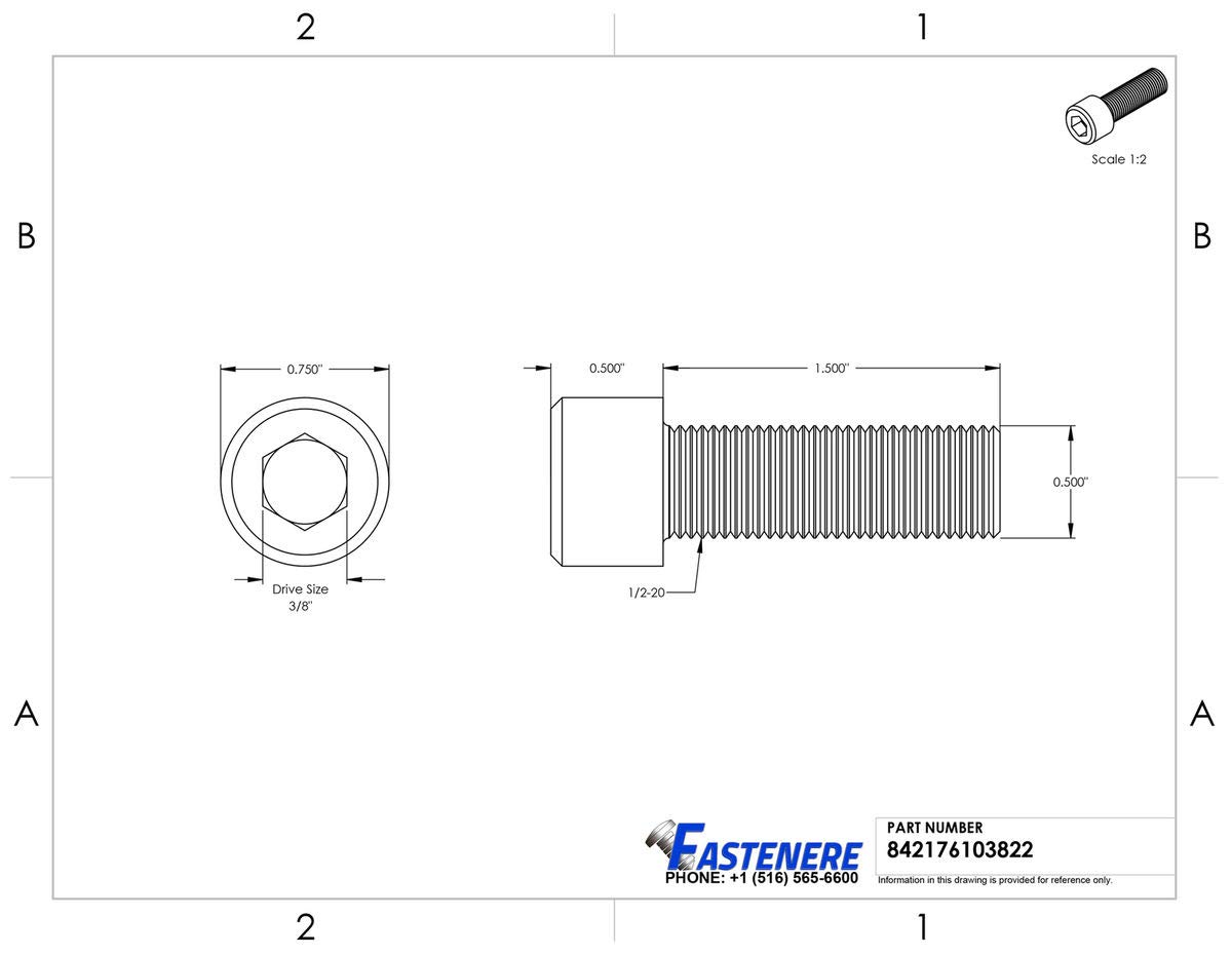 1/2-20 X 1 Inch Hex Cap Screws - Stainless Steel Fine Thread Bolts (5-Pack)