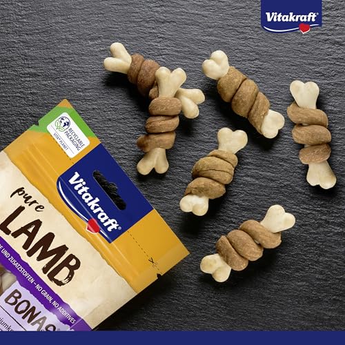 Vitakraft Pure Lamb Bonas, Hundeleckerli, Calciumknochen mit Lammfleisch, Hunde Trainingsleckerli, ohne Zusatz von Zucker (8x 80g)