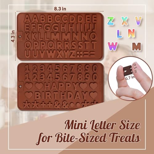 Image of HKNMTT Letter Molds Silicone for Chocolate 2PCS, Small Mini Size for Alphabet Decorating Birthday Cake Strawberries Lollipop Fondant, Heart Shaped Gift Choice, Non-stick BPA Free Moulds