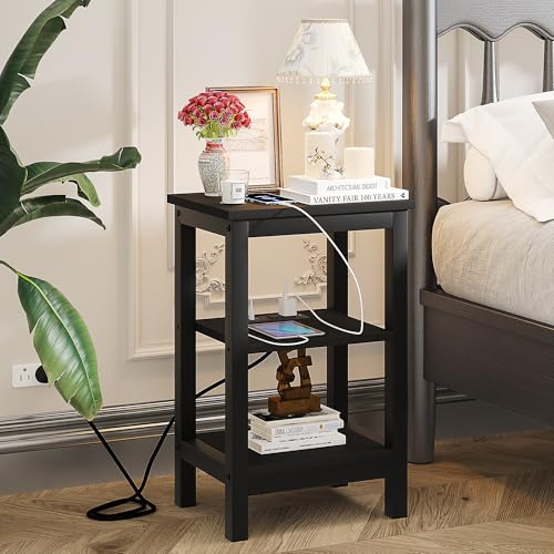 Image of VECELO Modern Nightstands X-Design Side End Table Night Stand with Storage Shelf for Bedroom, Living Room, Engineered Wood