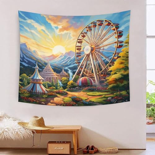 Tapisserie murale la grande roue 3D VZOMANLEX drap de plage pour salon 150x200 cm
