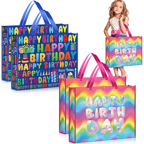 Sacs cadeaux d'anniversaire Kajaia grand format 50x40 cm réutilisables