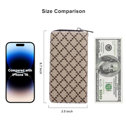 Image of Cellphone Wallet for Women Dual Zipper Long Purse with Removable Wristlet