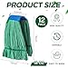 Hushee 12 Pack Large Microfiber Tube Mop Heads 18 oz Heavy Duty Commercial Industrial Wet Mop Head Refill Reusable Machine Washable Looped End Mopheads for Hardwood, Tile, Laminate Floors, Green