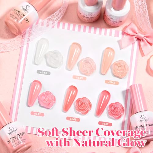 Image of Beetles Nude Gel Nail Polish Set, Soft Girl Nude 6 Colors 15ML Full Size