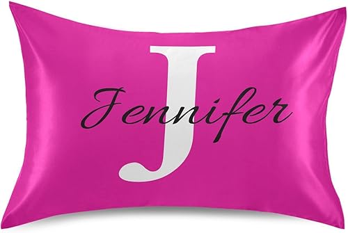 Fundas de almohada de seda personalizadas, color rosa eléctrico, suave, transpirable, suave, refrescante, funda de almohada de satén tamaño Queen