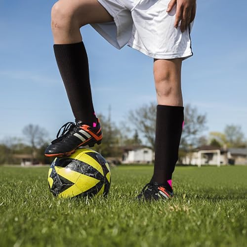 Image of Breast Cancer Awareness Soccer Socks for Men,Black Pink Football Socks,Breast Cancer Gifts Football Accessories For Men Women, Medium