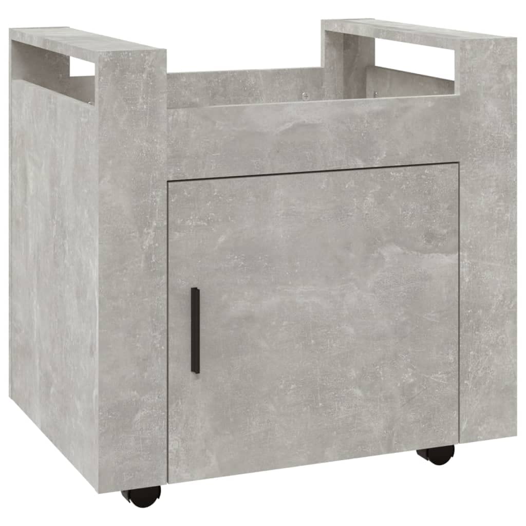 Bürowagen Betongrau 60x45x60 cm Holzwerkstoff mit 4 Rollen und Stabiler Oberplatte für Büroorganisation und Aufbewahrung