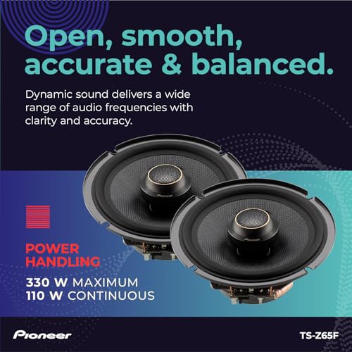 Image of PIONEER Z-Series TS-Z65F 6.5 inch 2-Way Speakers (Pair) - 330W Max, Balanced Sound + Smooth Treble, Audiophile Upgrade, add an Amplifier for Optimal Performance