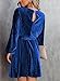 Happy Sailed Womens Velvet Dress Fall Fashion Lantern Sleeve High Waisted A-Line Skater Mini Dresses for Cocktail Party Date Night with Belt Blue X-Large