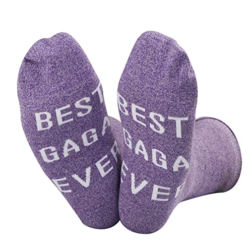 ZJXHPO Mother's Day Gift For Gaga Grandma Crew Sock Best Gaga Ever Novelty Sock Gaga Appreciation Gift (Gaga Sock)