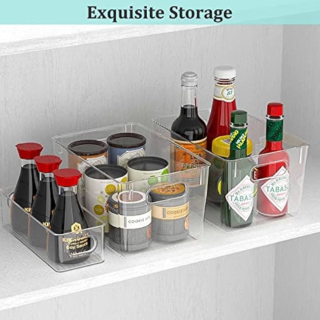 Fridge Organiser Set, Transparent Storage Box Organiser, Stackable, Organiser Boxes for Fridge, Cupboard, Pantry, Snacks, Cans, Kitchen - BPA-Free, 29 x 20 x 15.5 cm