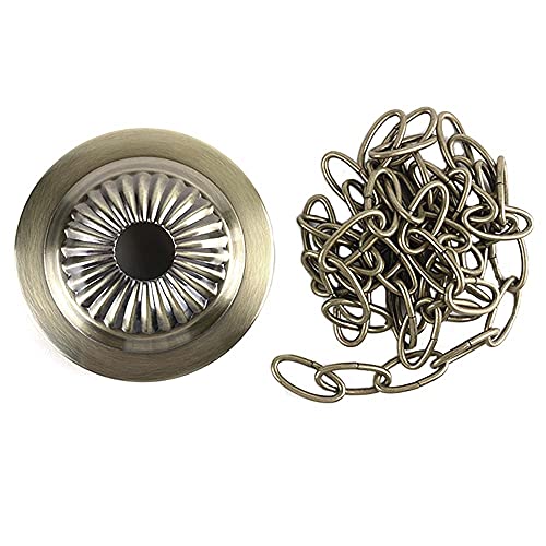 Image of U /D Light Fixture 5 inchCanopy Kit with 6 Feet Pendant Light Chain Accessories, Includes Mounting Hardware for Chandelier or Swag Light Fixtures, Max Fixture Load of 50 Pounds (Antique Brass)