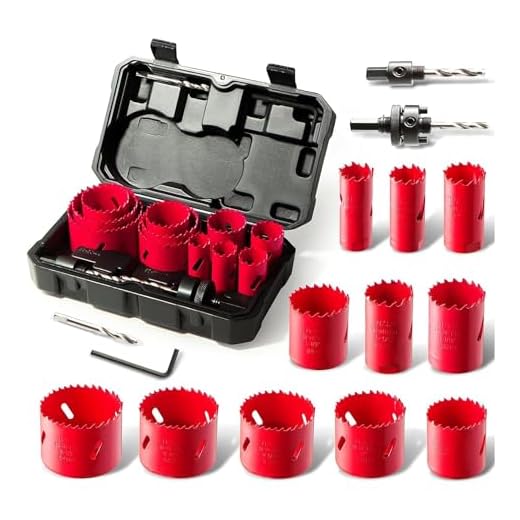 Bi-Metal Hole Saw Kit, HYCHIKA 17 Pcs High Speed Steel 3/4 inches- 2-1/2 inches Set in Case with Mandrels, Durable High Speed Steel, Perfect for Drilling PVC Board, Metal, and Plastic Plate
