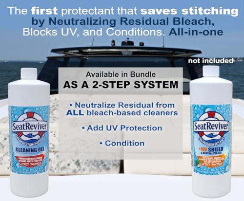 Image of Marine Mildew Stain Remover for Boat Seats, Vinyl & Plastic | Light Gel That Clings Longer | Fast-Acting | No Scrub | 32oz
