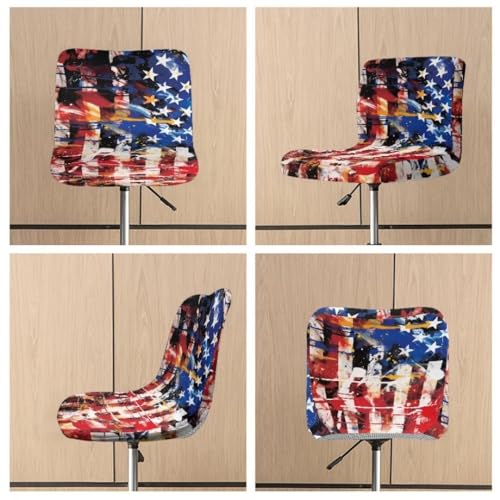 Image of 4Pcs Seat Covers for Stools,American Flag Bar Stool Seat Covers Slipcovers Elastic Washable Chair Cover for Kitchen Island Stools Stain Covers
