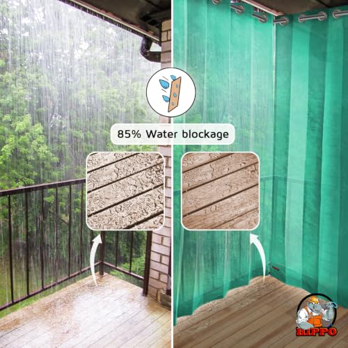 Image of HIPPO 150 GSM Outdoor Sun Blocking Balcony Eyelet /Grommet CurtainsCurtains Sun & UV Protection, Light Filtering Window Curtain (Green, 4.5FTX9FT, 1PC)