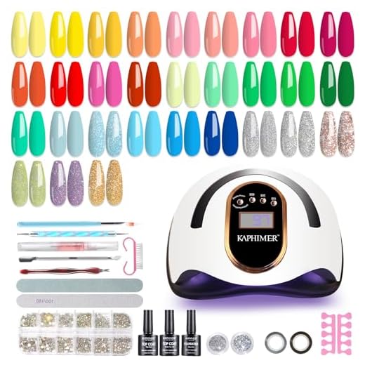 Esmalte Semipermanente con Lámpara UV LED Uñas Gel UV LED 36 Colores de Pintauñas Kit Manicura 7.5ml Kit Uñas de Gel Set con Herramientas… (El dulce)