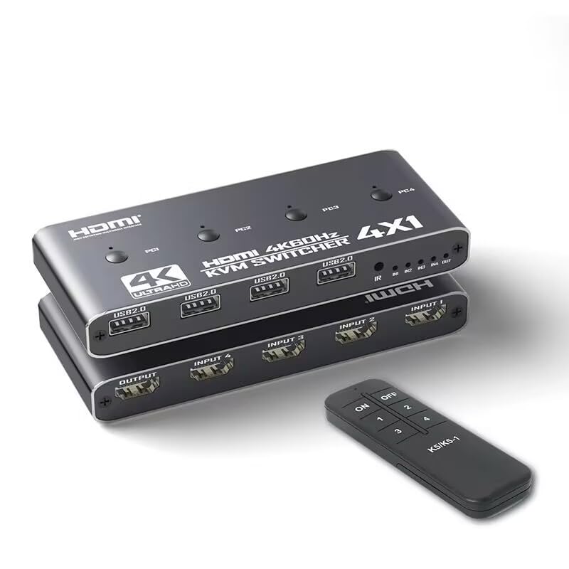 Tangxi 4x1 HDMI KVM Switchs 4K 60Hz for 4 Computers Share 1 Monitor, Quad HDMI Multiviewer Switcher with 4 USB 2.0 Ports, Quick View for Camera, PC, Laptop-image-34