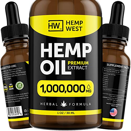 Hemp Oil 1,000,000 MG for Pain, Anxiety Relief - Sleep Support - Organic Extra Strong Formula - Vegan-Friendly - Helps for Skin, Hair - Pure Extract