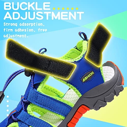 Littleplum Boys Sandals Closed Toe Toddler Sport Sandals Little Kid Summer Shoes For Big Kid Walking Hiking Athletic Outdoor Blue Green Little Kid 1 #TOP4