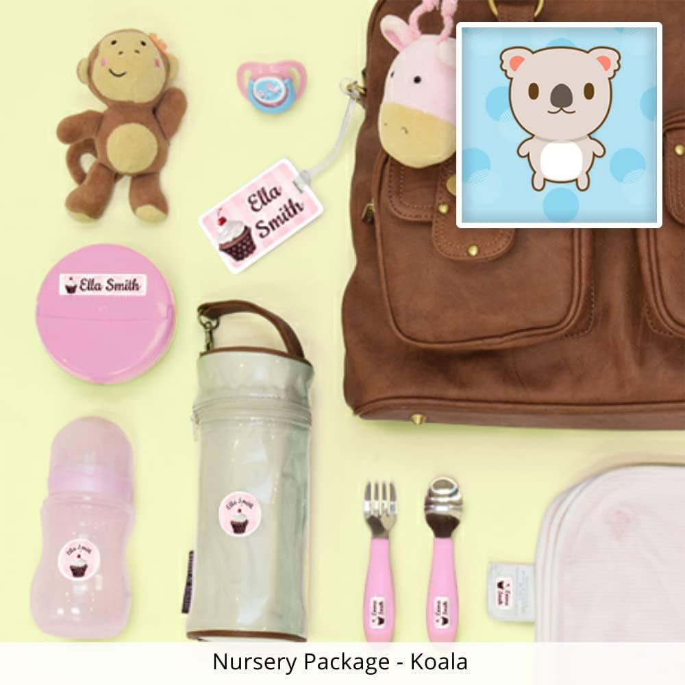 Nursery Package, 75 Durable Personalized Name Labels & Tags (Koala)