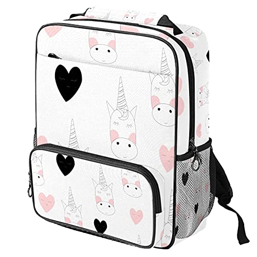 Sac à dos ordinateur portable avec motif licorne blanche stylé pour le travail