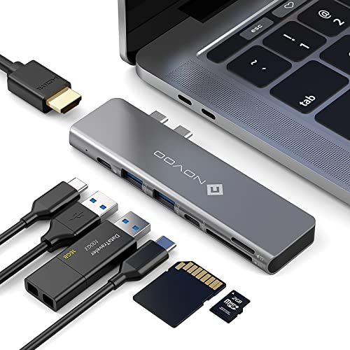 Hub USB C 7-en-2 Adaptador con PD 100W USB 3.0 Lector Tarjetas SD TF para Macbook Air Pro