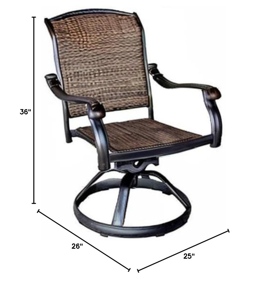 Miniatura 3 de Santa Clara juego de 4 sillas mecedoras y giratorias de comedor, para patio, aluminio fundido macizo en bronce oscuro