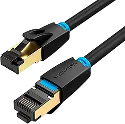 Cabo de Rede Vention Rj45 Cat8 40gbps 2000mhz 1,5m (UM METRO E MEIO) Ethernet, Alta velocidade, com conector RJ45 banhado a ouro, cabo LAN profissional compatível roteador modem e jogos de console