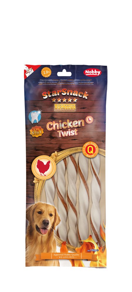 Nobby Starsnack Barbecue Chicken Twist L, 150 g, 5 Pieces, 25 cm