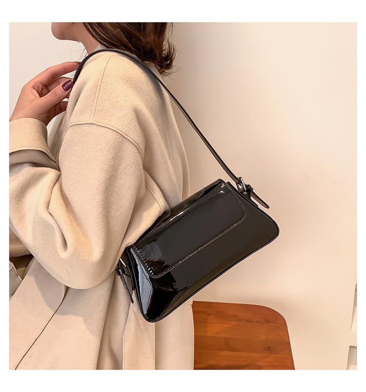 Small Shoulder Bag for Women Black Purse Cute Handbag Underarm Purse Stylish Tote with Adjustable Strap2