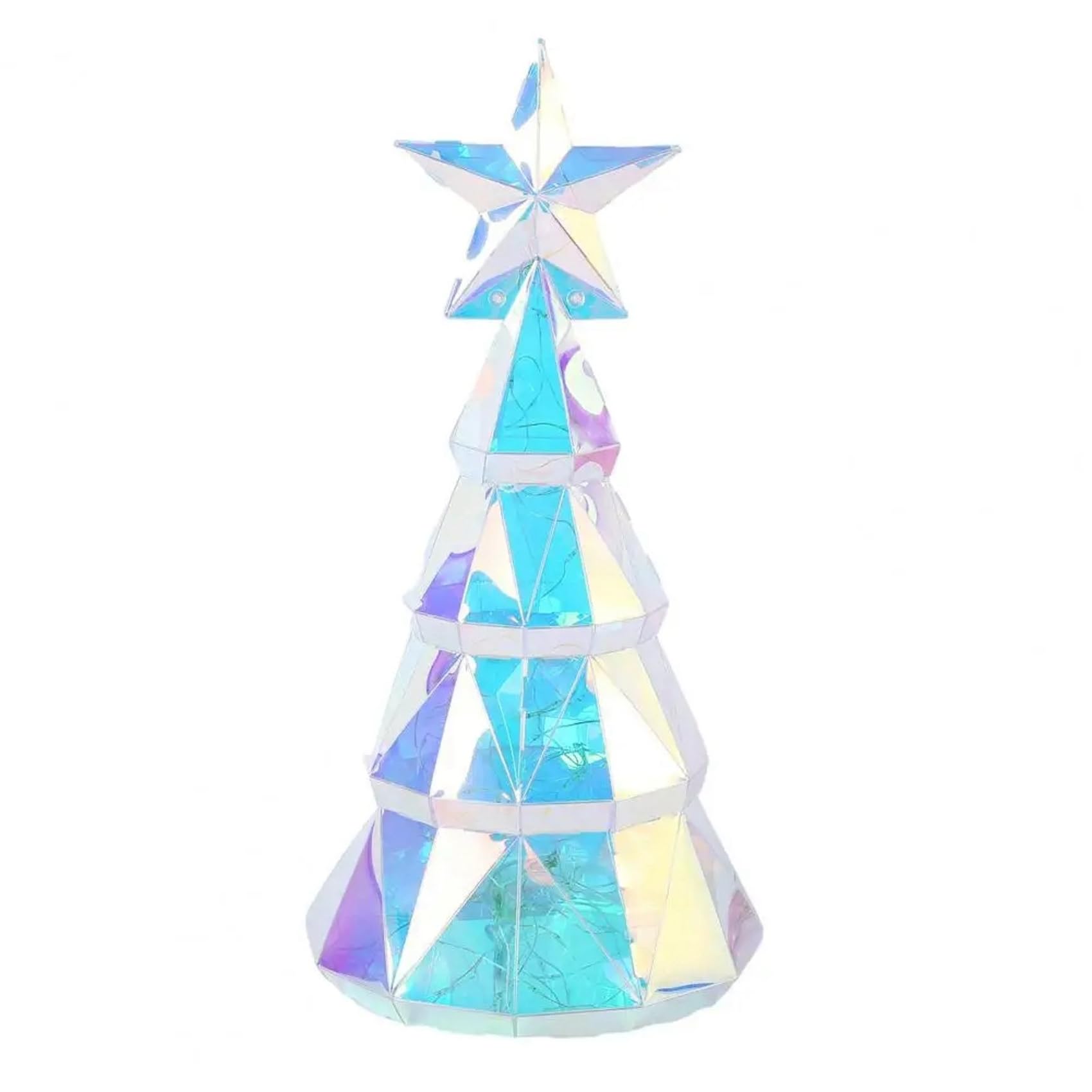 3X Adorno de Luz Navideña, Figura de Árbol de Navidad Colorida Alimentada por USB con Estrella, Centro de Mesa Hecho A Mano para Navidad