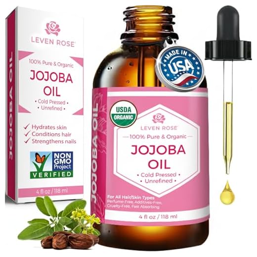 Jojoba Oil by Leven Rose, Pure Cold Pressed Natural Unrefined Moisturizer for Skin Hair Body and Nails 4 oz