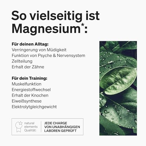 natural elements Magnesiumcitrat – 360mg elementares Magnesium pro Tagesdosis – 365 vegane Kapseln – 4-Monats-Vorrat – hochdosiert, ohne Zusätze – in Deutschland entwickelt & laborgeprüft