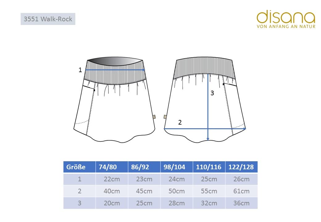 Disana Walk-Rock, Leichter Rock mit elastischem Bund für das ganze Jahr | 100% Bio-Merinowolle GOTS, IVN Best | Baby Kleinkind Kind Mädchen | Made in Germany | Orange Gr. 122-128
