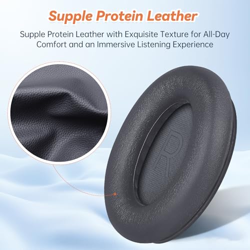Image of Aurivor Replacement Ear Pads for Bose QuietComfort 45 35 ii (QC45 QC35) Headphones, Earpads Cushions for QC SE SC & New Quiet Comfort (Deep Bass), with Softer Foam & Protein Leather (Eclipse Grey)