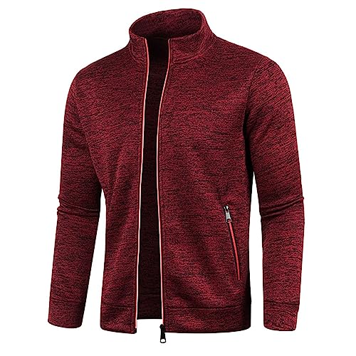 Mens Mock Neck Full Zip Sweatshirts Plus Lightweight Fleece Jackets with Stand Collar & Zipper Pockets2