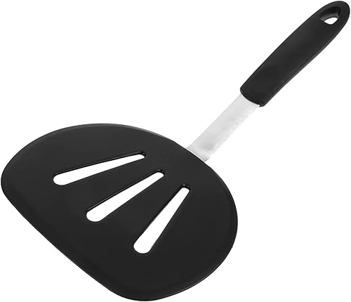 Kichvoe Espátula de silicona Wok con mango de acero inoxidable resistente al calor espátula ancha para tortitas utensilios de cocina antiadherentes