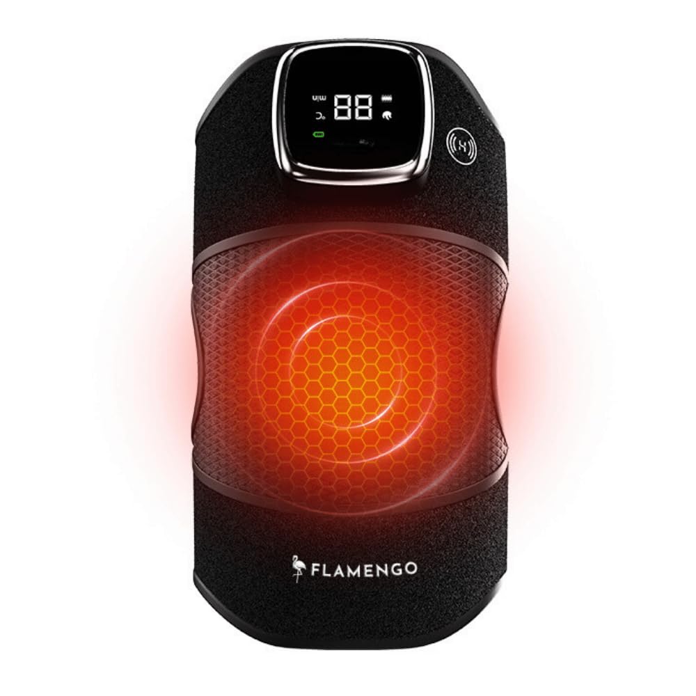 Flamengo® InfraPulse-Therapie - Infrarot-Massagegerät Knie, Schulter Ellenbogen - Brace - Kniebandage - Schulterstütze - Ellenbogenstütze -Patellabandage Knieband - Tennisarm - Schwarz